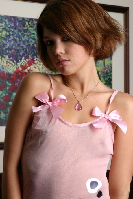 Hot teen redhead Diddylicious in sheer lingerie teasing with her dark nipples 58839563